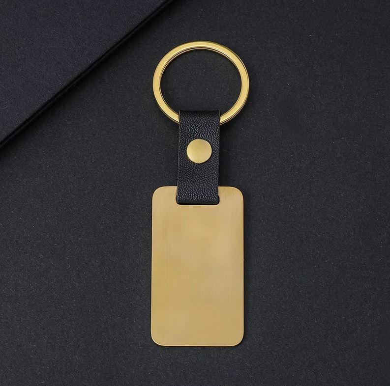 Modern Style Geometric  Laser Engraving 201 Stainless Steel Pu Leather Keychain
